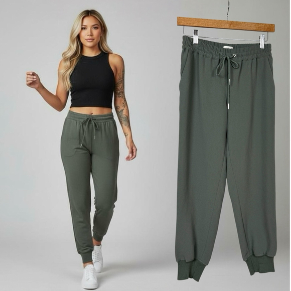 Wilfred Pants - Wilfred Buffon Jogger Pants Women's Size XS Green Olive Crepe